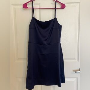 blue strappy skater dress